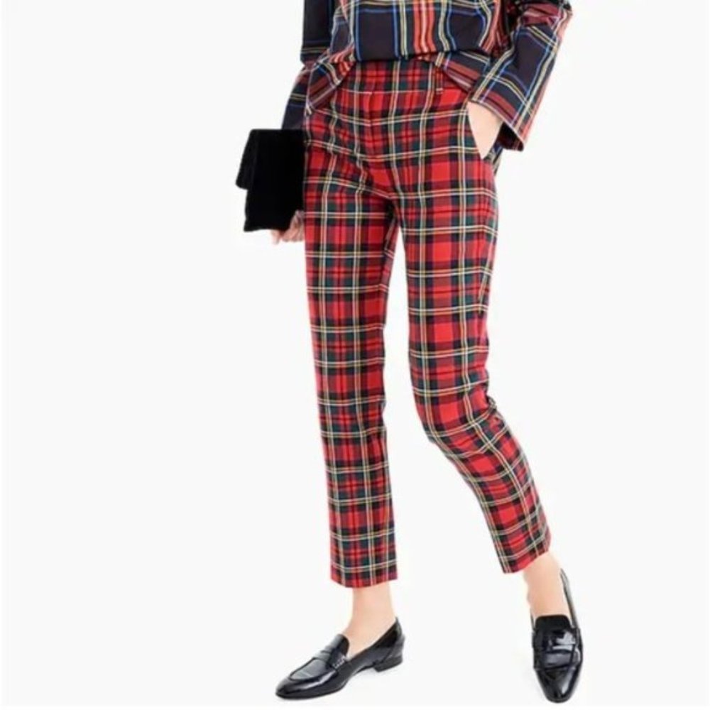 J. Crew Cameron Slim Crop Tartan Pant In Two-way Stretch Wool